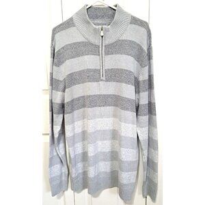 Method Men's XXL Gray Striped 1/4 Zip Long Sleeve Sweater Cotton Blend
